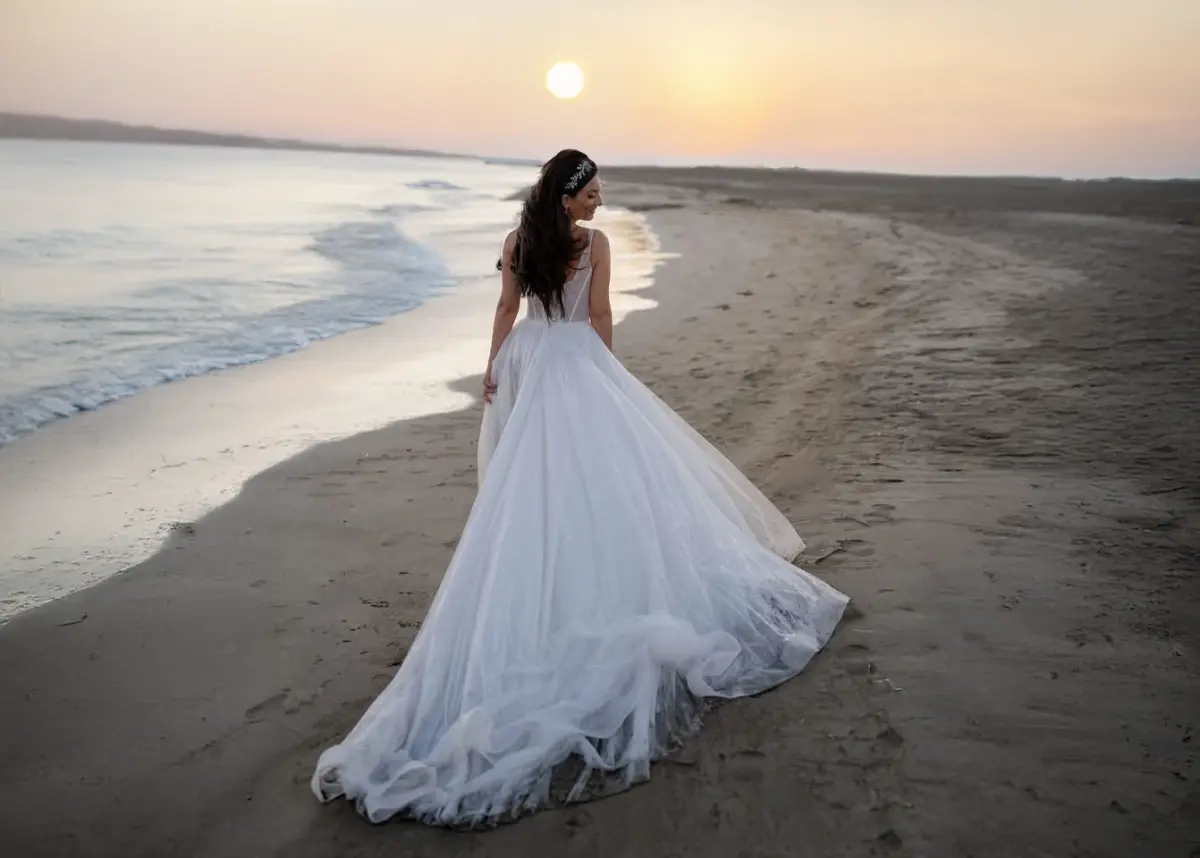 woman walking at the beach